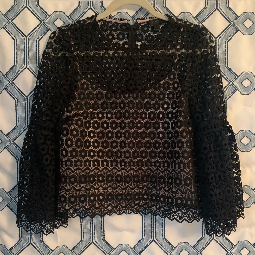 J. Crew bell sleeve daisy lace top